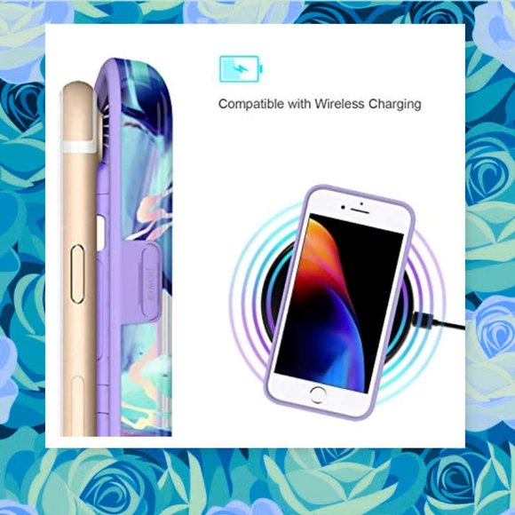 IPhone 8 Plus Holographic Purple Marble Case with Matching Phone Ring Holder - Picture 6 of 12